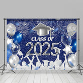 Aperturee - Silver Blue Sparkle Balloon Graduation Backdrop